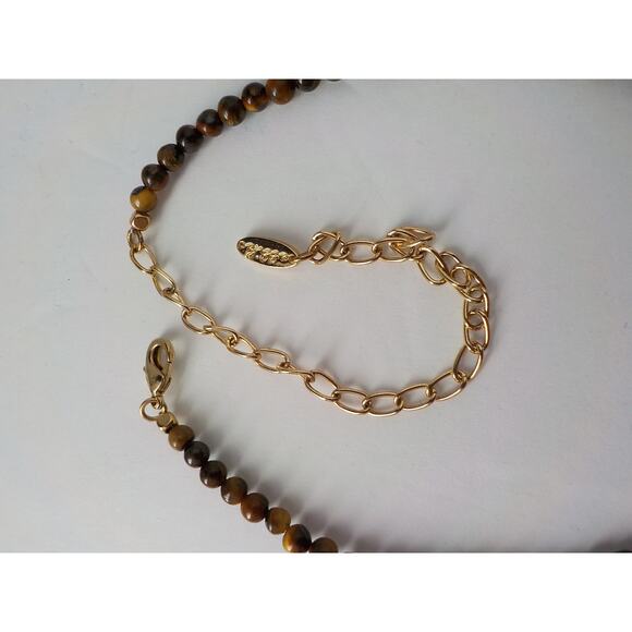 Etikka Choker Necklace Tiger Eye Round Stone with 3 Crystals accents Length 16" - Picture 11 of 12